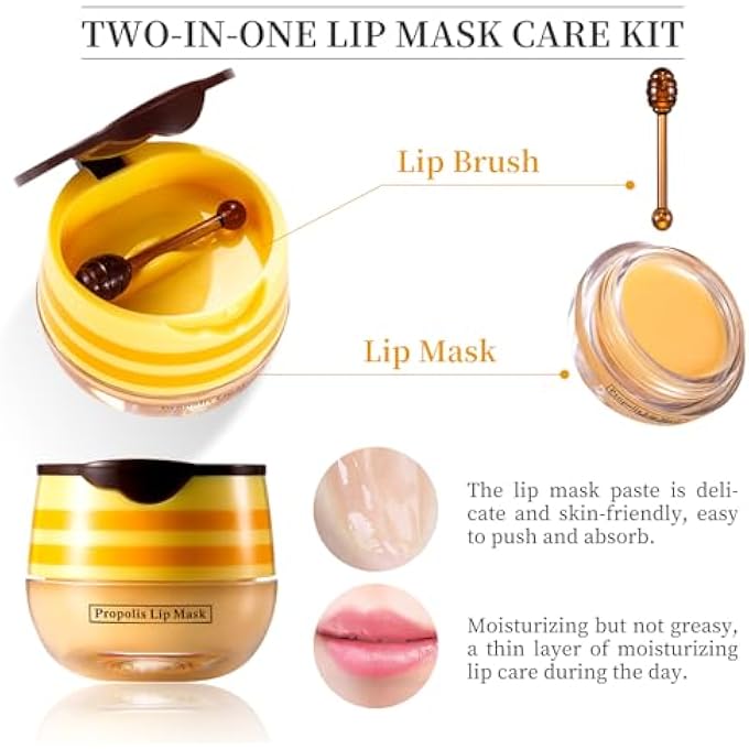 LSxia 2 PCS BEE HONEY LIP BALM HONEY POT, STRAWBERRY & BEE HONEY LIP MASK, REDUCES LIP LINES, HYDRATE & MOISTURIZING LIP SKIN CARE, PREVENTION DRY CRACKED LIPS, BEE HONEY LIP BALM FOR LIP REPAIR TREATMENT - Image 3